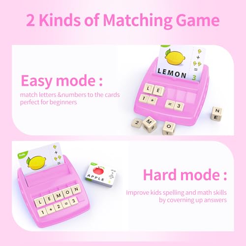 DEGIDEGI Educational Toys for Kids Ages 3-8, Matching Letter Spelling Game ABC Learning, Learning Toys for 4-7 Year Old Girls,Christmas Birthday Party Gifts for 3 4 5 6 7 8 Year Olds Girls Pink - color: Pink