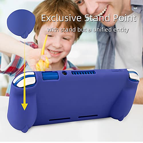 Protective Case for Nintendo Switch Lite, Soft Grip Case Cover with Comfort Ergonomic Handles for Nintendo Switch Lite 2019 [Self Stand][4 Thumb Stick Caps] (Silicone-Blue) - color: 실리콘-블루