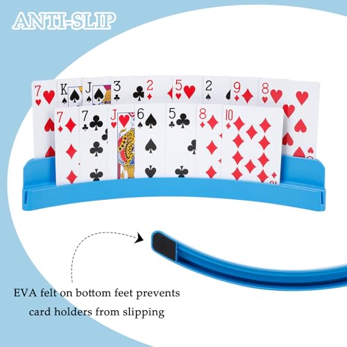 2 Packs of Double-Layer Card Holders，Playing Card Holder for Kids Adults Hands Free Card Holder for Family Card Game Nights Poker Parties - color: Blue(2pack)