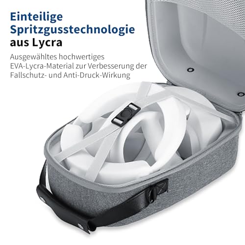 AceGamer Hard Carrying Case for Playstation VR2 Protective Case, Travel Bag Compatible with PS VR2 Headset and Controller Accessories, gray, PS VR CASE - color: Light Grey