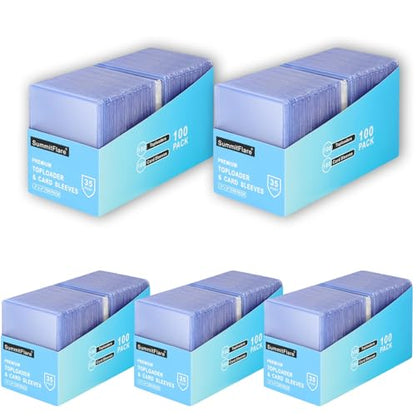 1000 Pack Card Sleeves & Top Loaders, Protects 500 Standard Cards, 3"x4" Hard Plastic Card Protectors, Premium Rigid Holder for Trading Sports Football Game Cards (500 Rigid + 500 Clear) - size: 500 Top Loaders + 500 Card Sleeves