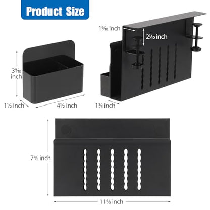 Desk Side Storage, Under Desk Laptop Mount, Table Side Hanging File Organizer, No Drill Clamp On Cable Management Tray, Laptop Holder with Magnetic Pen Holder for Office and Home(Black) - size: 1Tier-B