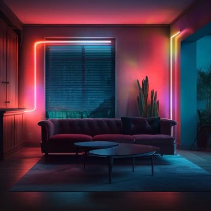 LIFX Supercolor Neon Flex Light Strip, 16ft Bendable RGBW LED Smart Neon, 60 Addressable Color Zones with Polychrome, Wi-Fi No Hub Required, Compatible with Alexa, Google, Apple HomeKit, LFXNEON16 | Matter Certified, Apple Homekit, WiFi 2.4GHz, Polychrome