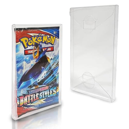 EVORETRO Booster Pack Protector - Trading Card Case Envelope Compatible for Single Pokemon Booster Pack - 0.35MM Thick Plastic PET for MTG, Yu-Gi-Oh, Sports Card Booster Pack Case (10 Pack) - size: Single Pack Booster Case (Pack of 10)