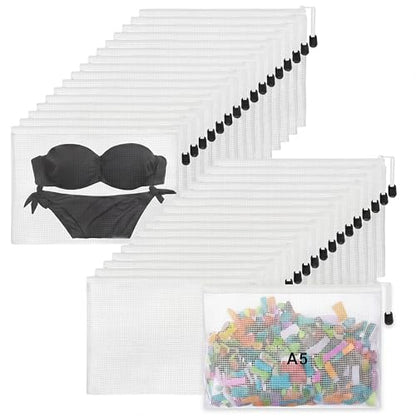 Jetec 32 Pcs Mesh Zipper Bags Bikini Organizer,White,9 x 7 Inch - color: White, size: 9 x 7 Inch