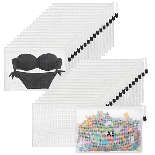 Jetec 32 Pcs Mesh Zipper Bags Bikini Organizer,White,9 x 7 Inch - color: White, size: 9 x 7 Inch