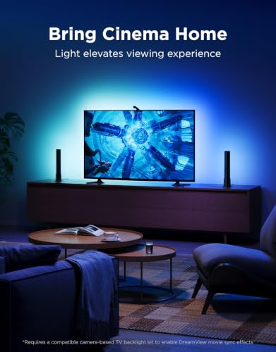 Govee Smart Light Bar, RGBICWW TV Lights for Living Room, Gaming, Black | Compatible with SmartThings, Matter, Alexa, LED Light Bar with Scene and Music Modes for Living Room, Gaming, PC, App Control - color: Black