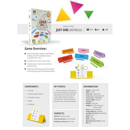 Asmodee Just One Party Game (2025 Refresh) - Cooperative Mystery Word Guessing Fun for Family & Friends, Kids & Adults, Ages 8+, 3-7 Players, 15 Minute Playtime