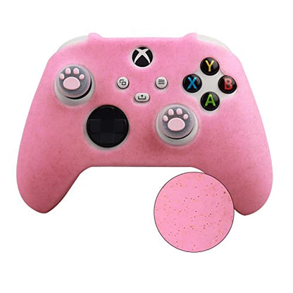 RALAN Glitter Controller Skin for Xbox Series, Anti-Slip Silicone Controller Cover Protector Case Compatible for Xbox Series Gamepad Joystick with 4 Cat Caps and Black Pro Thumb Grip x 8. - color: Pink
