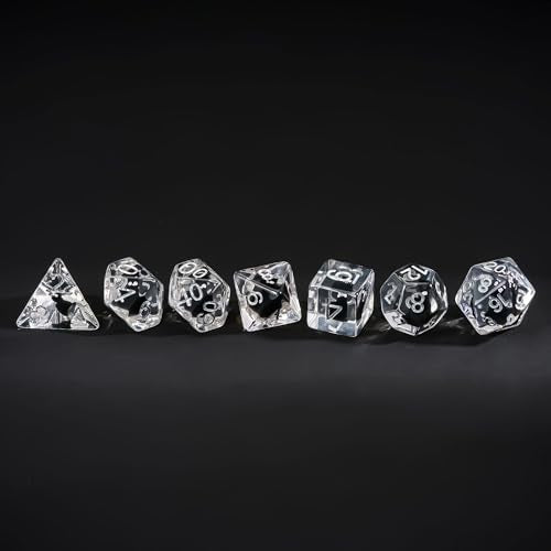 Cusdie 7-Die DND Dice, Polyhedral Dice Set Filled with Animal, for Role Playing Game D&D Dice（Black Cat） - color: Black Cat