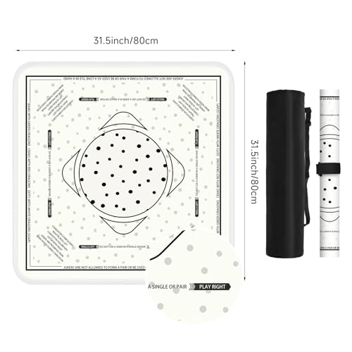 Deyimmei Neoprene Mahjong Mat for Table 31.5"x31.5" - Non-Slip, Noise Reduction Cover with Storage Pockets, American Rules & Crease-Free Rolled Shipping (Polka Dot Play)