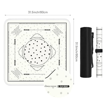 Deyimmei Neoprene Mahjong Mat for Table 31.5"x31.5" - Non-Slip, Noise Reduction Cover with Storage Pockets, American Rules & Crease-Free Rolled Shipping (Polka Dot Play)