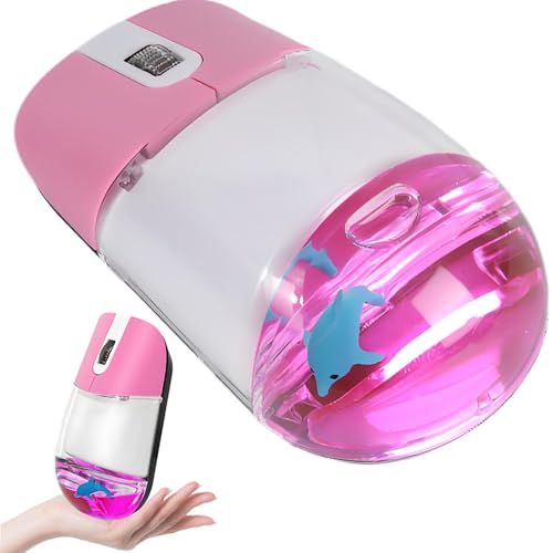 Wireless Mouse -Cute Clear Aqua Design, Water Mouse with Optical Precision, Silent Clicks, Lightweight & Floating Animal Transparent Retro Style for Home Office, Great for Kids & Adult(Dolphin-Pink) - color: Dolphin-Pink