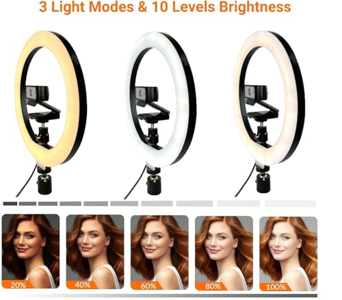 Brio-101 Magnetic Webcam Light Stand,10'' Ring Light with Tabletop Tripod Holder for Logitech Brio 101 301 501 4K C270 C310 C920x C920s C920e C922x webcams with/Without 1/4''-20 Interface