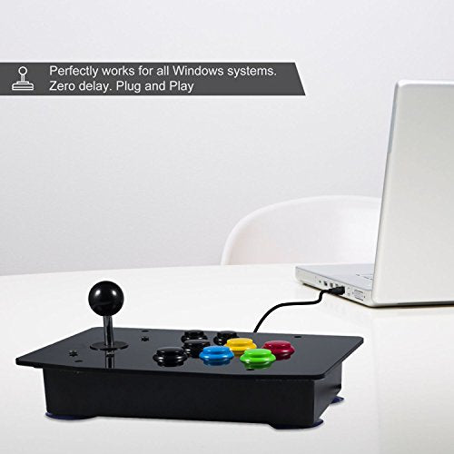 Keten Classic Arcade DIY Kit, Zero Delay DIY Arcade Game Button and Joystick Controller Kit for Rapsberry Pi and Windows, 5 Pin Joystick and 10 Push Buttons (Red)