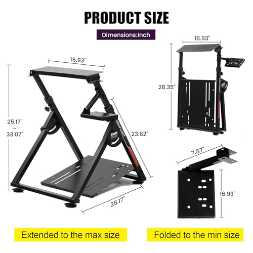 GTPLAYER Sim Racing Wheel Stand Simulator Cockpit Wheel Stand Racing Steering Shifter Mount fit for Logitech G25 G27 G29 G920 G923 Thrustmaster T330TS Gaming Stand Wheel Pedals NOT Included, Black - color: Black