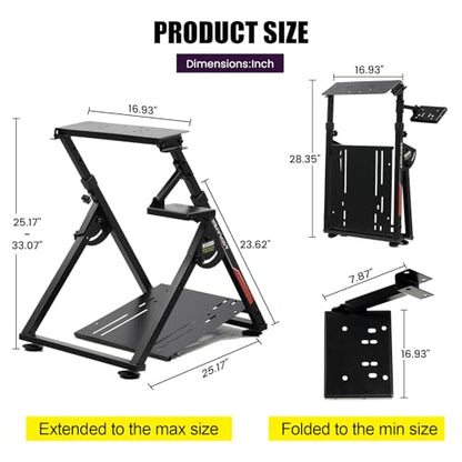 GTPLAYER Sim Racing Wheel Stand Simulator Cockpit Wheel Stand Racing Steering Shifter Mount fit for Logitech G25 G27 G29 G920 G923 Thrustmaster T330TS Gaming Stand Wheel Pedals NOT Included, Black - color: Black
