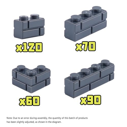 Classic Masonry Profile Bricks Pieces: 340 PCS Wall Accessories Building Block Parts Sets(Dark Gray) - color: Dark Gray