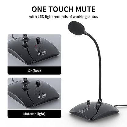 USB Gooseneck Conference Microphone, Flexible 360° Omnidirectional Desktop Mic with Noise-Canceling, Mute Button & Volume Control, Plug & Play for Meeting, Streaming, Podcast, PC/Mac/Laptop