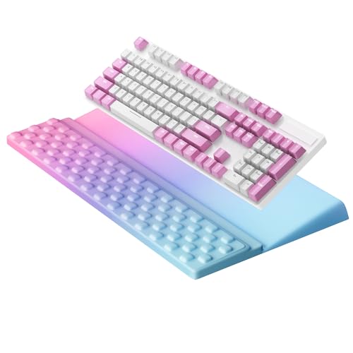 Ospelelf Keyboard Wrist Rest, Ergonomic Memory Foam Wrist Support for Typing & Gaming, Tilted Keyboard Pad, Aesthetic Desk Accessories for Office, Relief for Carpal Tunnel & Wrist Pain, Purple Blue - color: Purple Blue