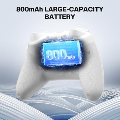 ECHTPower Wireless PC Gaming Controller - Hall Effect Joystick, 2.4G & Wired 1000Hz Polling Rate, 800mAh Battery, Adjustable Turbo/Vibration - for PC/Switch/iOS/Android-off White - color: off-white color