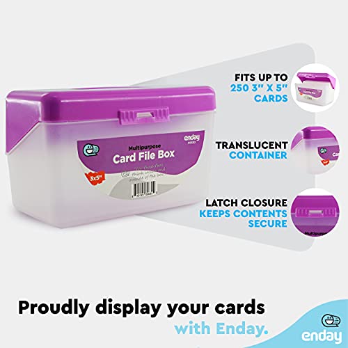 Enday Index Card Box Purple 3x5 Index Card Holder, Index Card Organizer, Flash Card Holder, Holds 250 Cards. - color: PURPLE, size: 1 PACK