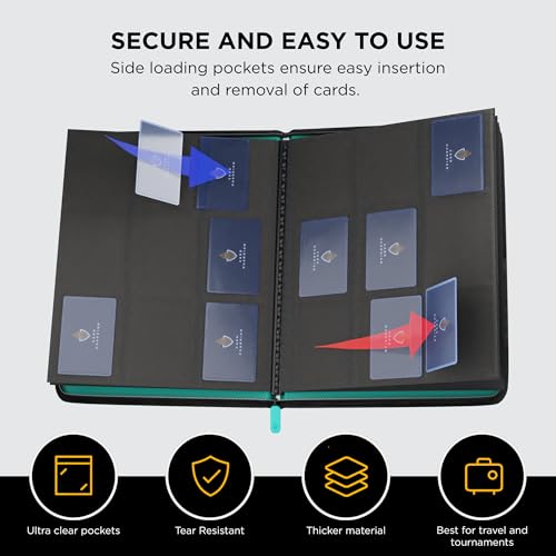 Card Guardian - 9 Pocket Premium Binder with Zipper for 360 Cards Trading Card Games TCG (Teal) - Side Loaded Pockets - Compatible Yugioh Cards MTG Binder Sports Card Binder | Holds 360 Cards, Side Loading, For TCG & Football, Premium Card Collection - co