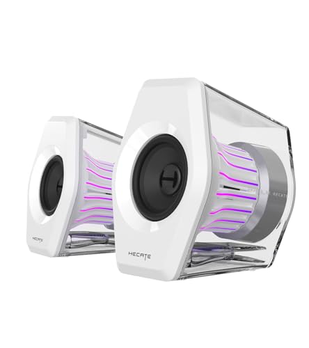 Edifier G2000 Pro 2.0 RGB Gaming Speakers with 64W Peak Power, White | Virtual 7.1 Surround Sound, 270° TempoFlow Light Sync, Bluetooth 5.4/USB-C/AUX for PC, PS5, Game Console - color: White