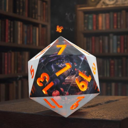 Mini Planet 50mm Giant D20 Liquid Core Eyeball Polyhedral MTG Table Games Aqua Dice E20-LED Black cat - color: E20-led Black Cat