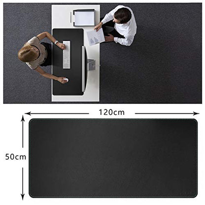 CENNBIE Leather Desk mat Protecter 47.2X19.6in Super Large(Black) | Premium stitched edges resist wear. Easy to clean. Protects desk from spills, stains ,scratches. Smooth glide. Office & home. - color: Black, size: 19.6" x 47.2"
