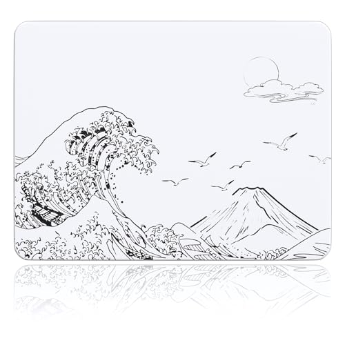 ATTACK SHARK CM05SE Glass Gaming Mouse Pad for FPS & Esports, Nano-Etched Tempered Glass Surface,Ultra-Smooth Low Friction Hard Mousepad,Waterproof Large Desk Mouse Mat for PC Setup,White Wave - color: White Wave