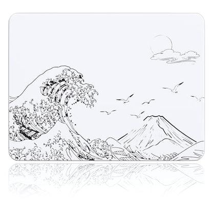 ATTACK SHARK CM05SE Glass Gaming Mouse Pad for FPS & Esports, Nano-Etched Tempered Glass Surface,Ultra-Smooth Low Friction Hard Mousepad,Waterproof Large Desk Mouse Mat for PC Setup,White Wave - color: White Wave