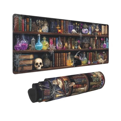 Bookshelf Gothic Gaming Mouse Pad Extended Large Mouse Mat 31.5 X 11.8 Inch Nonslip Rubber Base Long Desk Pad Stitched Edges Mousepad Mice Pad for Office Home Game - color: Bookshelf Gothic