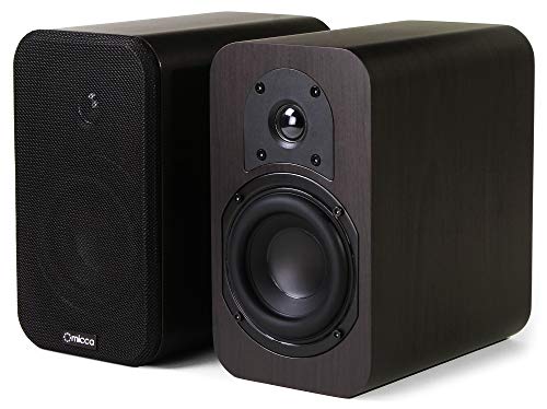 Micca RB42 Reference 2-Way Passive Bookshelf Speakers, Stereo Pair, Walnut | Amplifier Required, Long-Throw 4-Inch Woofers, 0.75-Inch Silk-Dome Tweeter, Desktop, Home Theater, Surround Sound