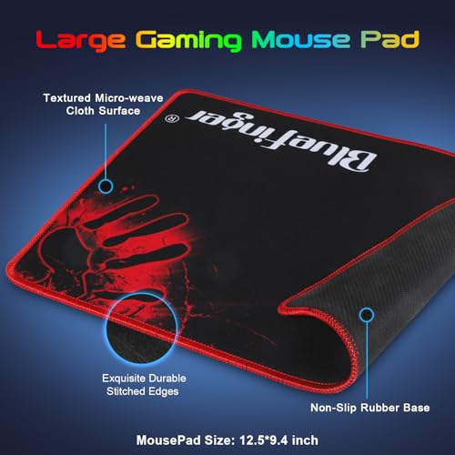 BlueFinger RGB Gaming Keyboard and Backlit Mouse and Headset Combo, USB Wired Backlit Keyboard, LED Gaming Mouse Set, Headset with Microphone for Laptop PC Computer Game and Work - color: Black