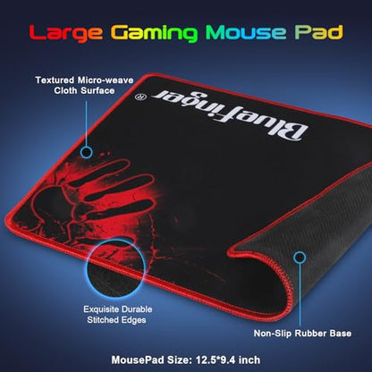 BlueFinger RGB Gaming Keyboard and Backlit Mouse and Headset Combo, USB Wired Backlit Keyboard, LED Gaming Mouse Set, Headset with Microphone for Laptop PC Computer Game and Work - color: Black