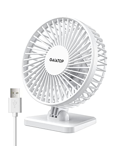 Gaiatop USB Desk Fan, Small But Powerful, Personal Portable Quiet 3 Speeds, Adjustable Mini Table Desktop fan for Cooling Home Office Car Summer Travel Gifts White - color: Pure White