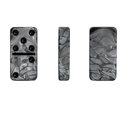 Dominos Set for Adluts - Double 6 Jumbo Domino Set - 28 Thick Marbleized Black and Gray Tiles - Dominoes Set for Adults and Kids, Classic Board Game for Family Nights & Travel (Black & Grey Case) - color: Gray