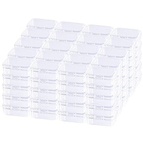Mini Clear Plastic Storage Containers, 2.56x1.77x0.79 inch | 100 Pack, Rectangular, Hinged Lid, For Beads and Small Craft Items - size: 2.56 x 1.77 x 0.79 inch