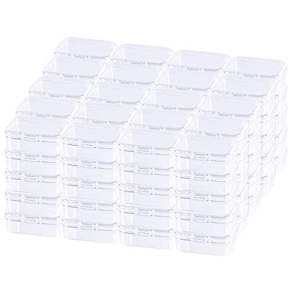 Mini Clear Plastic Storage Containers, 2.56x1.77x0.79 inch | 100 Pack, Rectangular, Hinged Lid, For Beads and Small Craft Items - size: 2.56 x 1.77 x 0.79 inch