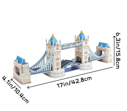 Architecture World Famous of 3D Puzzle.Build Your Own Collection of 17 Global Landmarks (Notre Dame, Colosseum) - Educational DIY Model Kit for Kids & Adults. (Tower Bridge) - color: Tower Bridge
