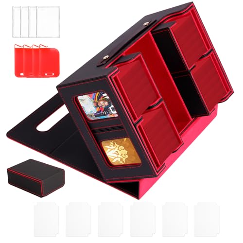 Trading Card Storage Box for MTG Commander, Deck Case with Clear Display Window, Magnetic Closure & Card Dividers for TCG Cards
