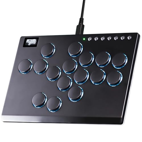 Sehawei Haute42 Leverless Arcade Stick 16Keys All-Button Controller with Custom RGB & Turbo Functions,Arcade Fighting Stick Compatible with PC/Ps3/Ps4/Switch/Steam-Supports SOCD - color: M16 Black