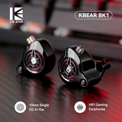 2026 Latest erabuds,KBEAR BK1 Wired Gaming Earbuds,10mm Single DD in Ear Monitor,HiFi Headset Wired Earbuds IEM Earphones with Detachable Cable for Gaming/Music/Video (White, 3.5 with mic) - color: F