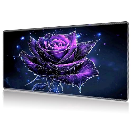Playmat for MTG, Game Play Mat Card Game Playing 24 x 14 inches Tabletop Magic Play Mats Non-Slip Rubber Base and Stitched Mousepad Desk Mats Playmats for MTG TCG,Purple Galaxy Rose - color: Purple Galaxy Rose, size: NO Zones