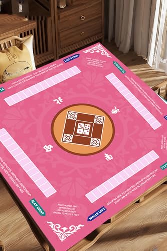Mahjong Mat for Table, 31.5x31.5Inch American Mahjongg Table Mat (Pink) | Anti-Wrinkle&Foldable Neoprene Mahjongg Travel Mat for Table with Learning Rule, Anti-Slip Noise Reduction Includes Carry Bag - color: Pink