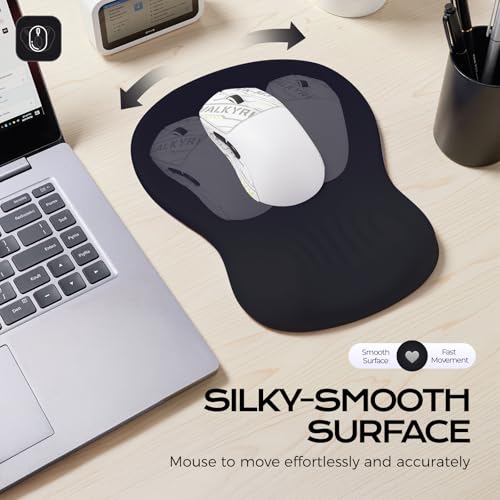 Mouse Pad with Wrist Rest - Black Mousepad with Wrist Support, Ergonomic Mouse Pad with Wrist Rest for Mouse Gaming Laptop Work - color: black mouse pad