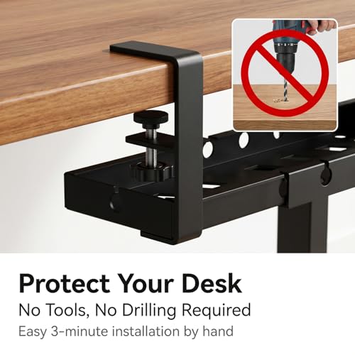 Under Desk Cable Management Tray, 16-29" Adjustable Metal Cord Rack | 【Heavy-Duty 11lbs Capacity】Easy install under desk cord organizer fits power strips & routers. Perfect for home office setups