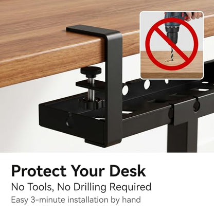 Under Desk Cable Management Tray, 16-29" Adjustable Metal Cord Rack | 【Heavy-Duty 11lbs Capacity】Easy install under desk cord organizer fits power strips & routers. Perfect for home office setups