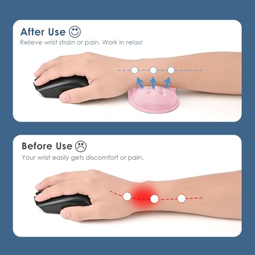 VANKEY Ergonomic Mouse Wrist Rest, Soft Support, Memory Foam Pad, Non-Slip Base (Pale Pink) - color: Pale Pink